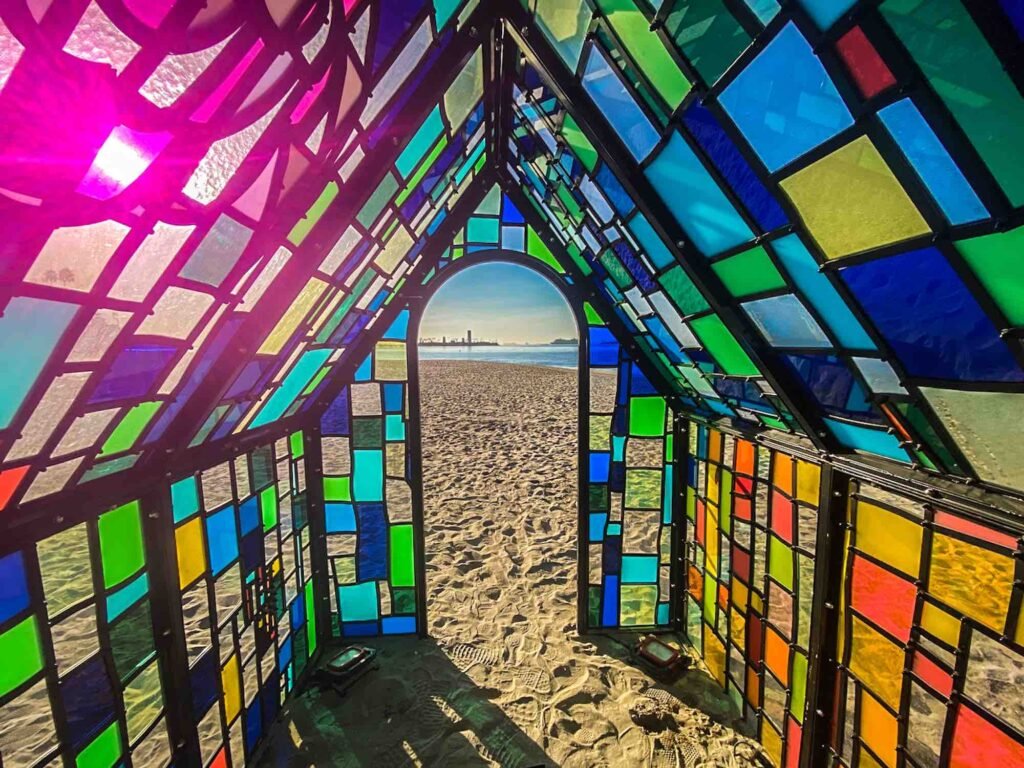 Tom Fruin's 2019 sculpture Camouflage House. Photo by Brian Addison.