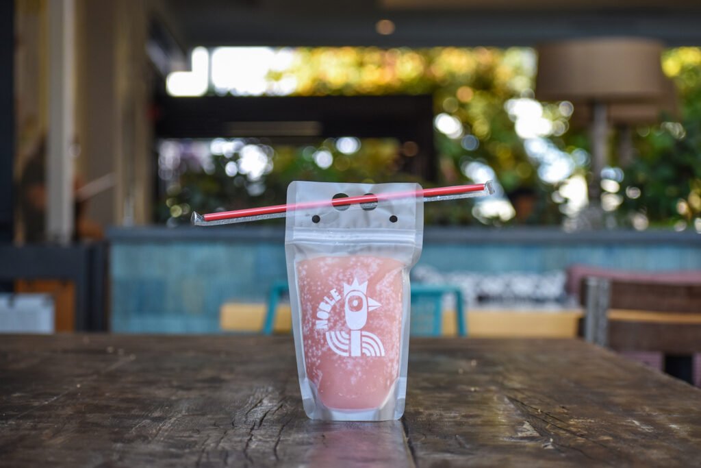 Frosé to-go is one of Noble Bird Rotisserie's most popular items—and for good reason: Ice cold, dry, and not excessively sweet. Photo by Brian Addison.