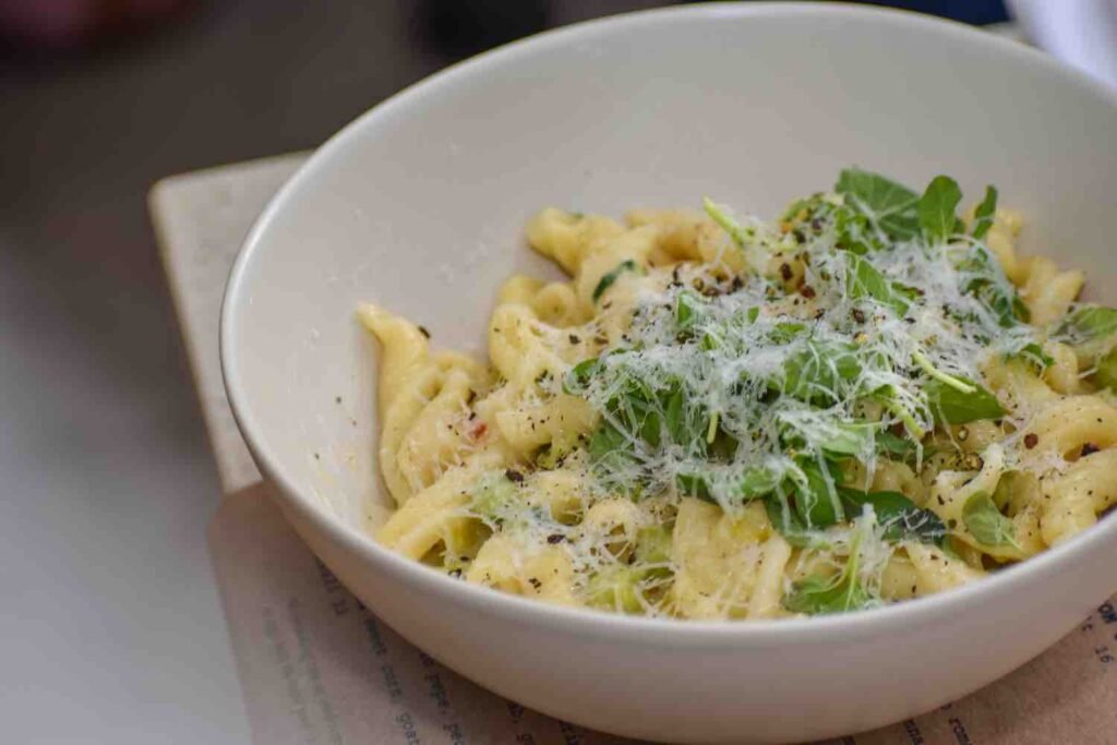 The torchietti with preserved lemon and green chickpeas from Nonna Mercato. Photo by Brian Addison. 