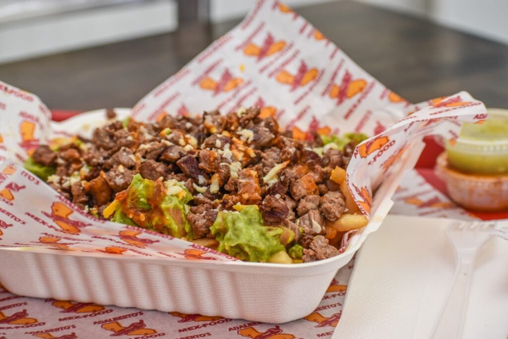 The famed carne asada fries—around for decades in San Diego—from Adalberto's. Photo by Brian Addison.