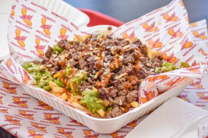 The famed carne asada fries—around for decades in San Diego—from Adalberto's. Photo by Brian Addison.