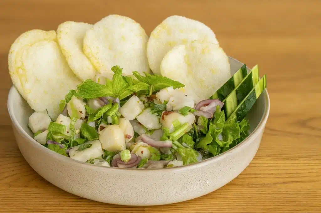 second owl sea bass larb