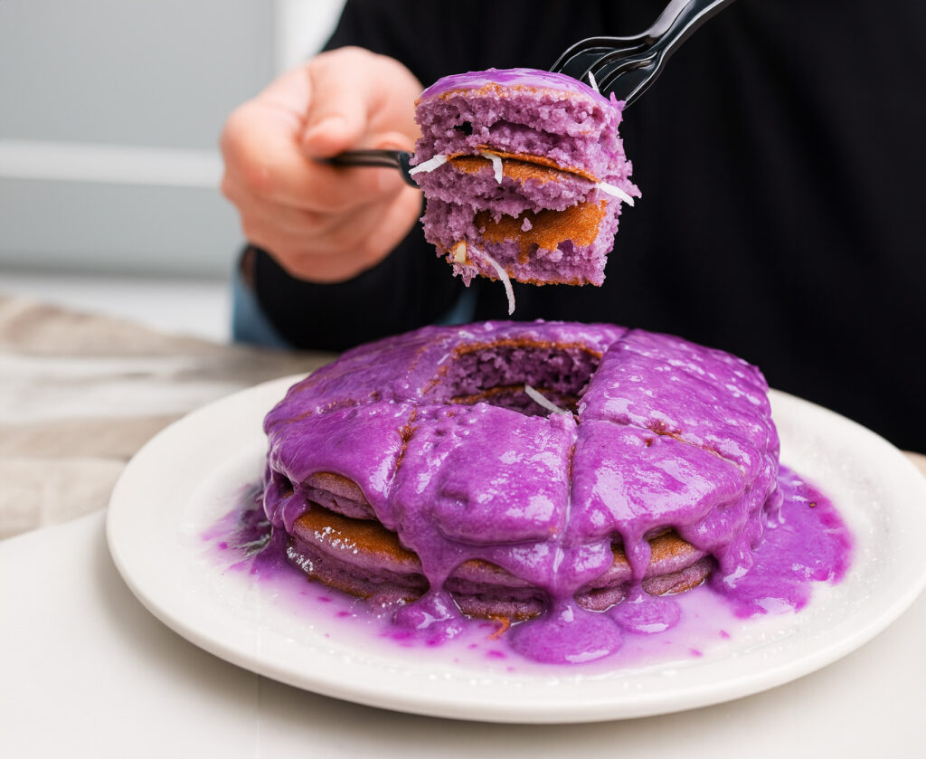 Aloha stacks ube pancakes
